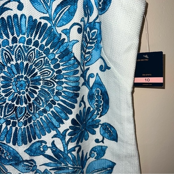 Just…Taylor NWT Halter Dress Pop Hopsak Medallion Leaf Blue Cotton Size 10 - Picture 10 of 14